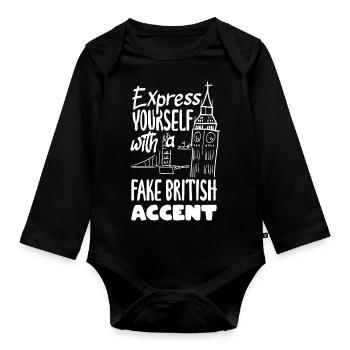 Exprimez-vous avec un faux accent britannique - Body Bébé bio manches longues - noir - Devant