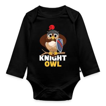 Knight Owl Nocturnal Ornithologist Bird Lover Owle - Baby Bio-Langarm-Body - Schwarz - Vorne