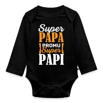 Promu super papi grossesse grands parents drole - Body Bébé bio manches longues - noir - Devant