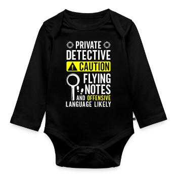 Privatdetektiv Ermittler Berufsdetektiv - Baby Bio-Langarm-Body - Schwarz - Vorne
