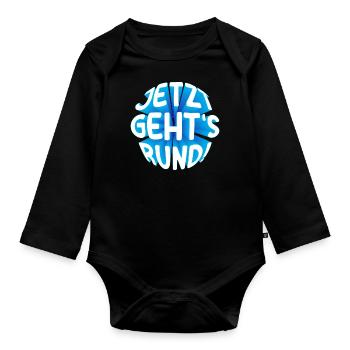 Jetzt gehts rund! 3D - Baby Bio-Langarm-Body - Schwarz - Vorne