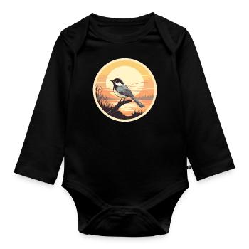 Meise - Baby Bio-Langarm-Body - Schwarz - Vorne
