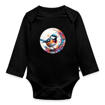 Meise - Baby Bio-Langarm-Body - Schwarz - Vorne