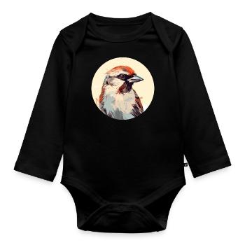 House sparrow - Organic Longsleeve Baby Bodysuit - black - Front
