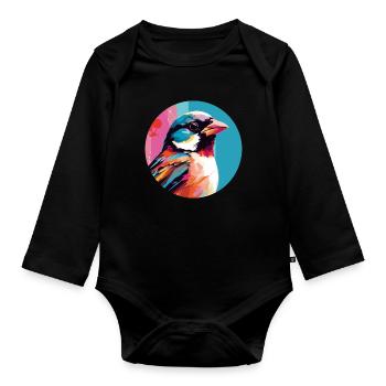 House sparrow - Organic Longsleeve Baby Bodysuit - black - Front
