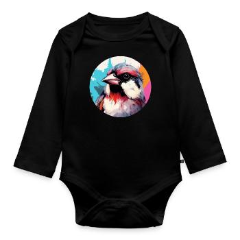 House sparrow - Organic Longsleeve Baby Bodysuit - black - Front