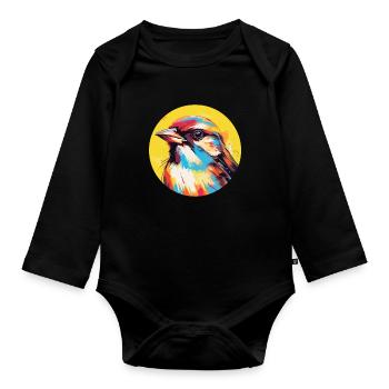 House sparrow - Organic Longsleeve Baby Bodysuit - black - Front