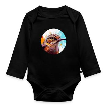 Wren bird - Organic Longsleeve Baby Bodysuit - black - Front
