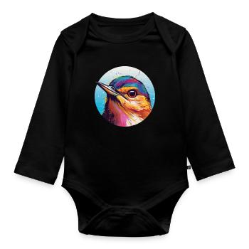 Wren bird - Organic Longsleeve Baby Bodysuit - black - Front