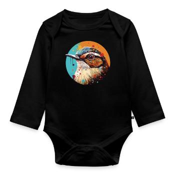 Wren bird - Organic Longsleeve Baby Bodysuit - black - Front