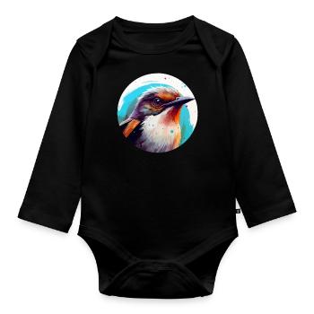 Wren bird - Organic Longsleeve Baby Bodysuit - black - Front