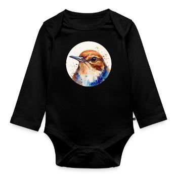 Wren bird - Organic Longsleeve Baby Bodysuit - black - Front