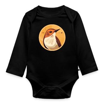 Wren bird - Organic Longsleeve Baby Bodysuit - black - Front