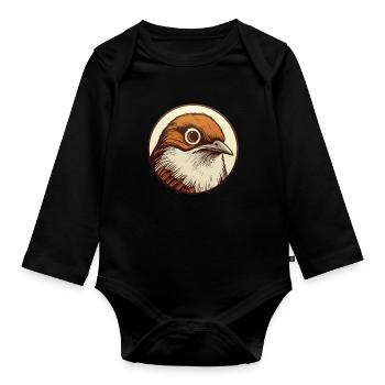 Wren bird - Organic Longsleeve Baby Bodysuit - black - Front