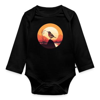 Wren bird - Organic Longsleeve Baby Bodysuit - black - Front