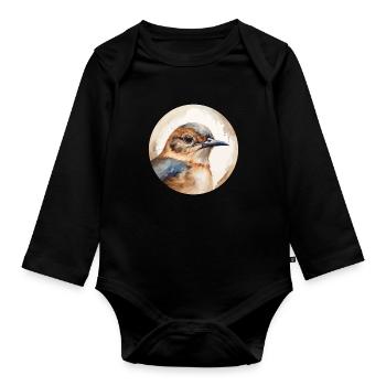 Wren bird - Organic Longsleeve Baby Bodysuit - black - Front