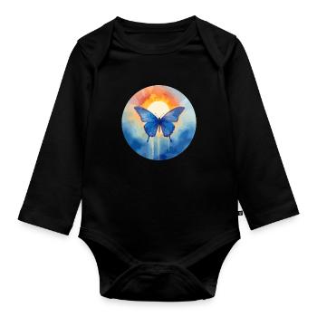 Blue Morpho Butterfly - Organic Longsleeve Baby Bodysuit - black - Front