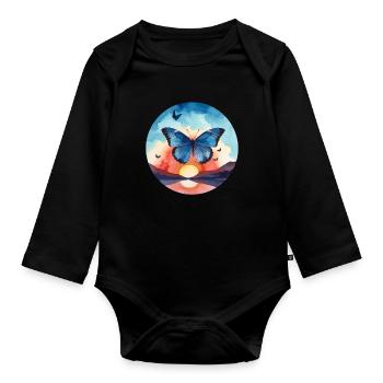 Blue Morpho Butterfly - Organic Longsleeve Baby Bodysuit - black - Front