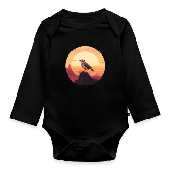 Wren bird - Organic Longsleeve Baby Bodysuit - black - Front