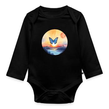 Blue Morpho Butterfly - Organic Longsleeve Baby Bodysuit - black - Front