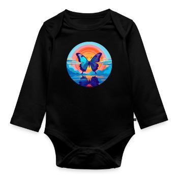 Blue Morpho Butterfly - Organic Longsleeve Baby Bodysuit - black - Front