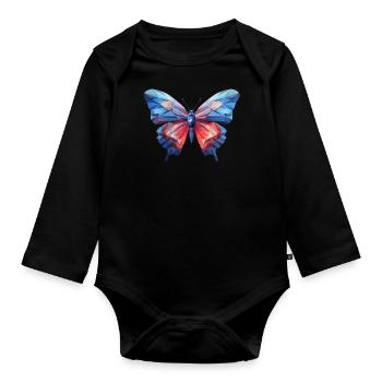 Blue Morpho Butterfly - Organic Longsleeve Baby Bodysuit - black - Front