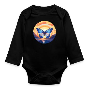 Blue Morpho Butterfly - Organic Longsleeve Baby Bodysuit - black - Front