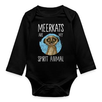 Meerkat Animal Fur Safari - Organic Longsleeve Baby Bodysuit - black - Front
