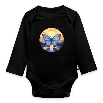 Blue Morpho Butterfly - Organic Longsleeve Baby Bodysuit - black - Front