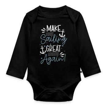Sailboat Captain Ocean Cruise - Organic Longsleeve Baby Bodysuit - black - Front