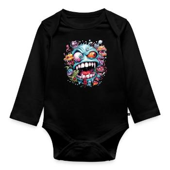 Creepy Monster Zombie - Baby Bio-Langarm-Body - Schwarz - Vorne