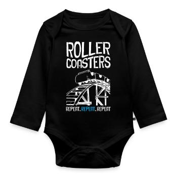 Roller Coaster Repeat - Organic Longsleeve Baby Bodysuit - black - Front
