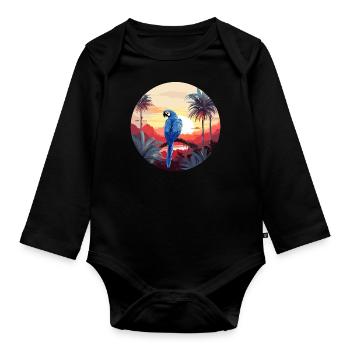 Hyacinth Macaw - Organic Longsleeve Baby Bodysuit - black - Front