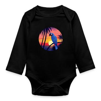 Hyacinth Macaw - Organic Longsleeve Baby Bodysuit - black - Front
