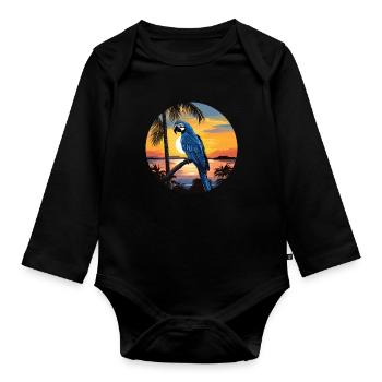 Hyacinth Macaw - Organic Longsleeve Baby Bodysuit - black - Front