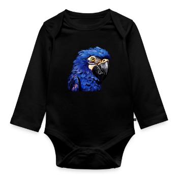 Hyacinth Macaw - Organic Longsleeve Baby Bodysuit - black - Front