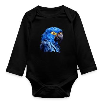 Hyacinth Macaw - Organic Longsleeve Baby Bodysuit - black - Front