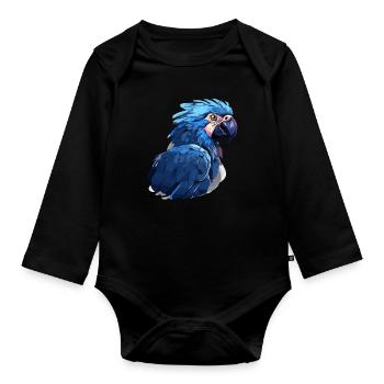 Hyacinth Macaw - Organic Longsleeve Baby Bodysuit - black - Front