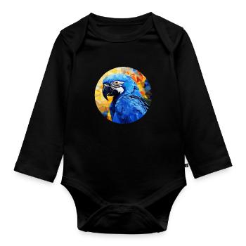 Hyacinth Macaw - Organic Longsleeve Baby Bodysuit - black - Front