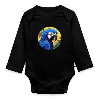 Hyacinth Macaw - Organic Longsleeve Baby Bodysuit - black - Front