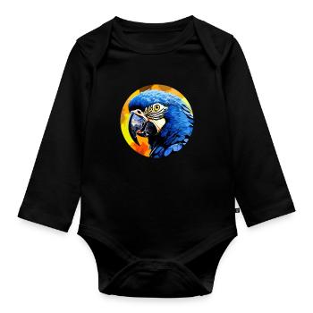 Hyacinth Macaw - Organic Longsleeve Baby Bodysuit - black - Front