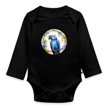 Hyacinth Macaw - Organic Longsleeve Baby Bodysuit - black - Front
