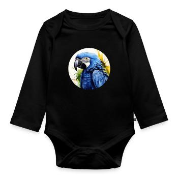 Hyacinth Macaw - Organic Longsleeve Baby Bodysuit - black - Front