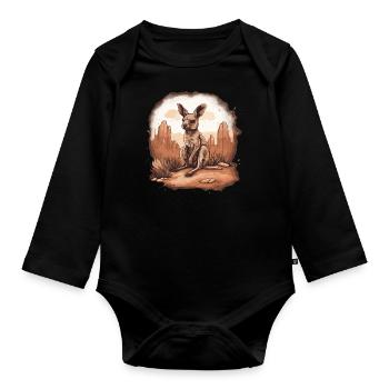 Kangaroo Baby Kangaroo Marsupial Kangaroo - Organic Longsleeve Baby Bodysuit - black - Front