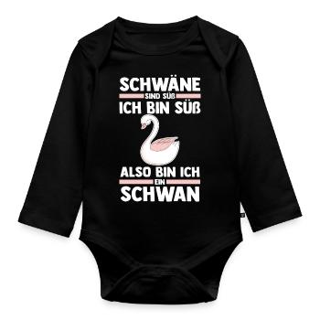 Schwan - Baby Bio-Langarm-Body - Schwarz - Vorne