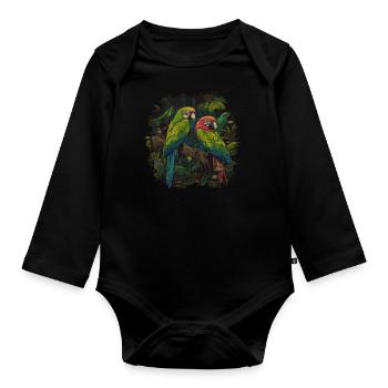 Baby Parrot Bird Macaw Wilderness - Organic Longsleeve Baby Bodysuit - black - Front