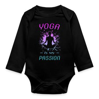 YOGA - Baby Bio-Langarm-Body - Schwarz - Vorne