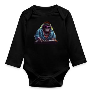DJ Gorilla - Baby Bio-Langarm-Body - Schwarz - Vorne