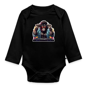 DJ Gorilla - Baby Bio-Langarm-Body - Schwarz - Vorne
