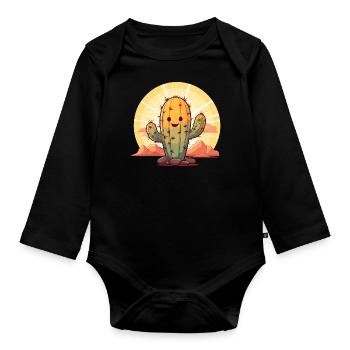 Cactus - Organic Longsleeve Baby Bodysuit - black - Front